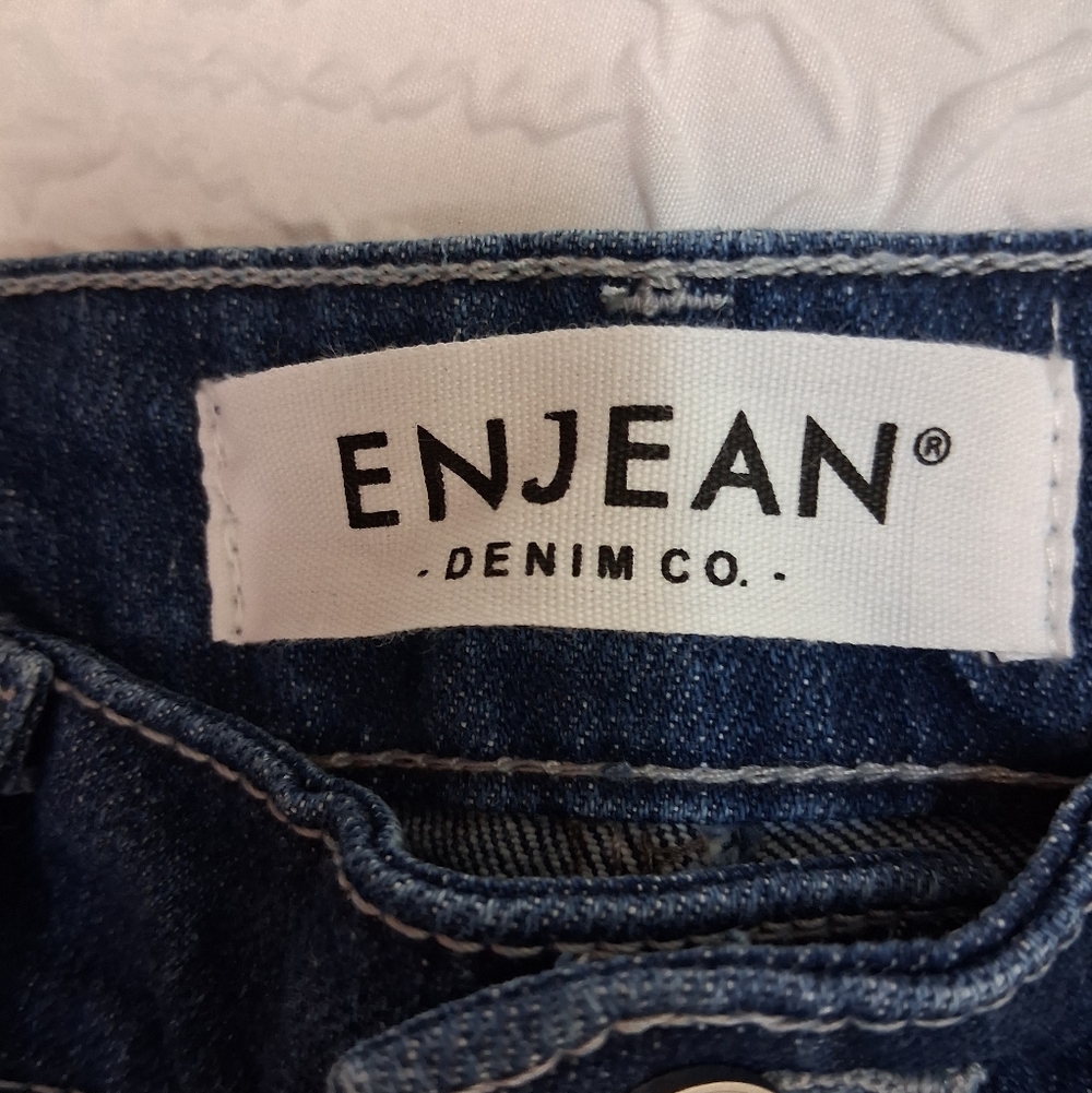 ENJEAN NEW Jeans Size 3 Women's Skinny Distressed Jeans - Medium Blue - Picture 2 of 16